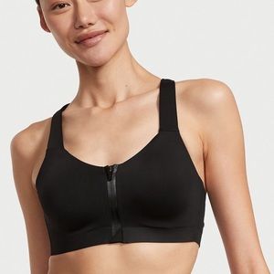 PINK Active, close-front sports bra, black, size large. NWOT.